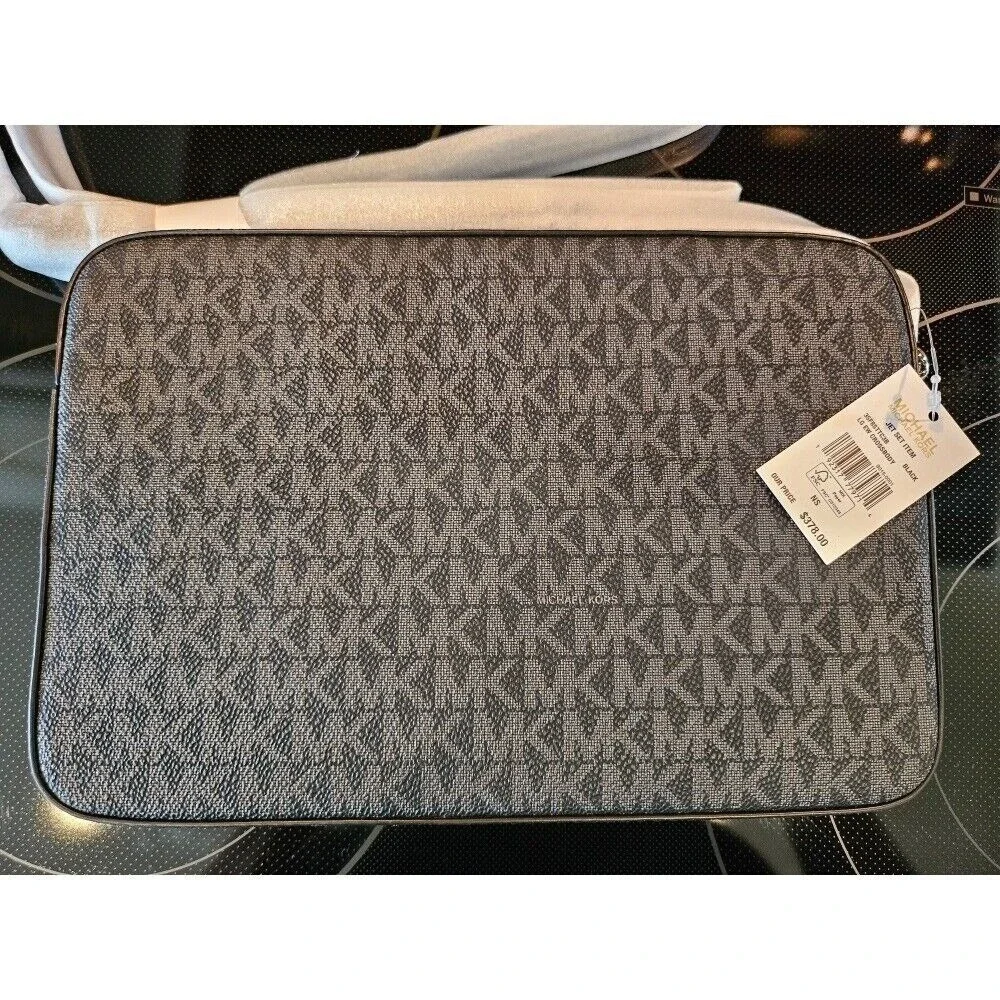 Michael Kors Jet Set Item Black Logo Crossbody Bag Purse‎ Handbag